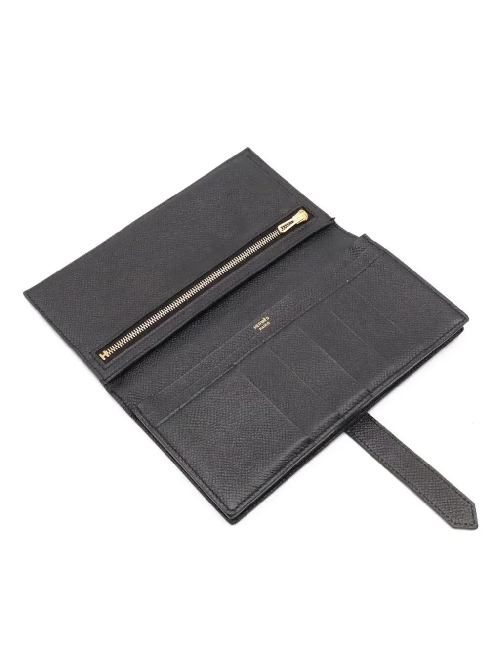 Hermes Bearn Soufflet Wallet Bifold Veau Epsom Black Gold